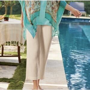 SOFT SURROUNDINGS Beach Bound Waffle Knit Gauze Straight Leg Crop Pants